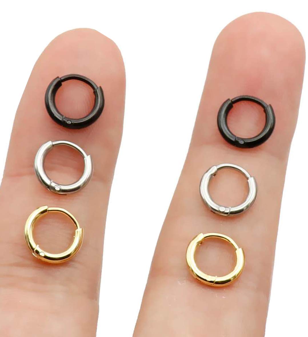 Unisex 18K Real Gold Plating Surgical Steel Sleeper Tiny Hoop Earrings,Nose Ring Septum Ring Helix Ring Daith Ring Lip Ring Nipple Ring Snug Ring Rook Ring Body Piercing Jewelry
