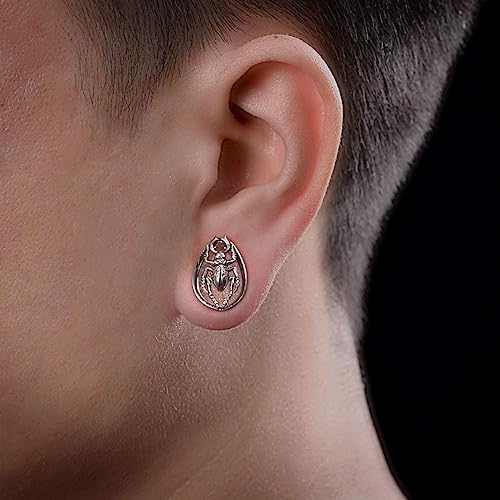 COOEAR 1 Pair Double FLared Tear Drop Ear Tunnels Piercing Stainless Steel Scarab Gauges Silvery Earrings Plugs 0g to 1".