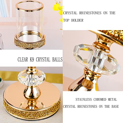 Candle Holder for Pillar Candle, Pillar Candle Holders for Wedding, Coffee Dining Table, Christmas, Table Centerpieces, Home Décor ZXC048D (1 Crystal Ball)