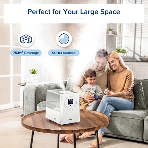 LEVOIT Humidifiers for Bedroom, Quiet (3L Water Tank) Cool Mist Top Fill Essential Oil Diffuser with 25Watt for Home Large Room, 360° Nozzle, Rapid Ultrasonic Humidification for Baby Nursery and Plant