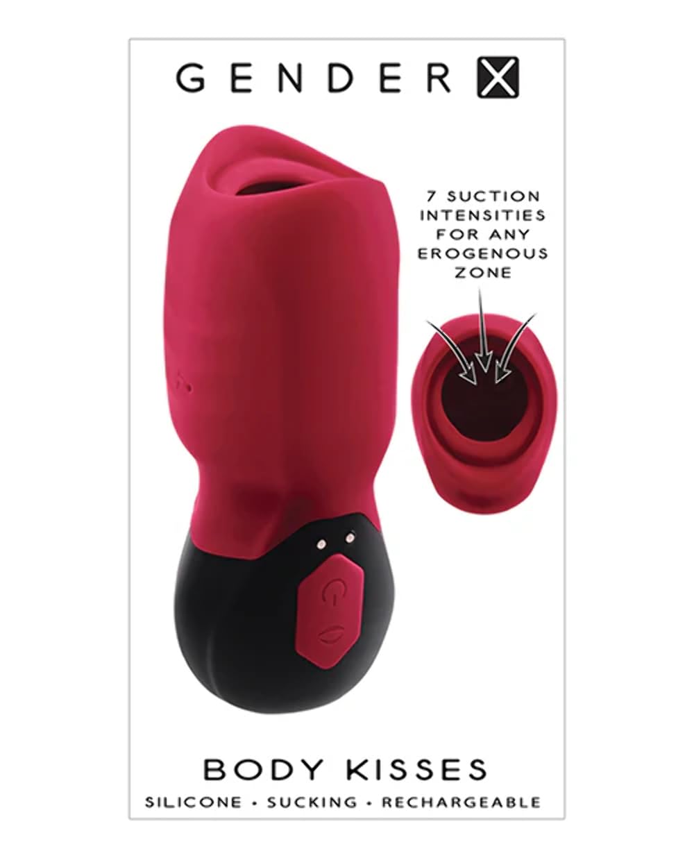 Gender X - Body Kisses Rechargeable Silicone Vibrating Suction Massager - Red