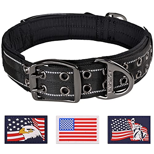 ADITYNA - Heavy Duty Dog Collar with Handle - Thick Dog Collar for Large Dogs - Wide, Reflective, Tactical, Soft Neoprene Padded - Perfect Dog Collar for Training and Walking