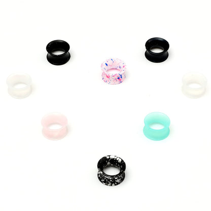 WBRWP 48/32/24/22/20/16/12pcs Ear Tunnels and Plugs - Double Flared Hollow Hard/Soft Silicone Ear Gauges - Ear Expander Stretcher Body Piercing Jewelry 8g-1"