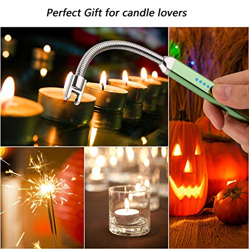 MEIRUBY Lighter Electric Candle Lighter Birthday Women's Day Gifts for Women Mom Wife Men, Long Electronic Rechargeable USB Lighter Arc Windproof Flameless Lighters for Candle Camping BBQ (Rose Gold)