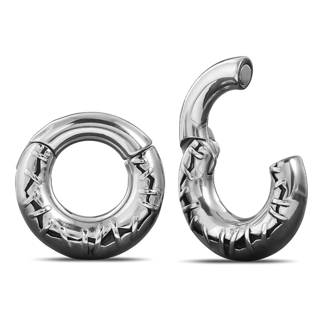 1 Pair Stainless Steel 2g Hoop Gauge Plug Ear Weights For Stretched Ears Heavy Weighted Tunnels 6mm Ear Gauge Expander Piercing Jewelry