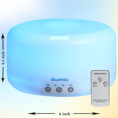 BlueHills Premium 2000 ML XL Essential Oil Diffuser Aromatherapy Humidifier for Large Room Home 40 Hour Run Huge Coverage Area 2 Liter Extra Large Capacity Diffuser Dark Wood Grain (E003)