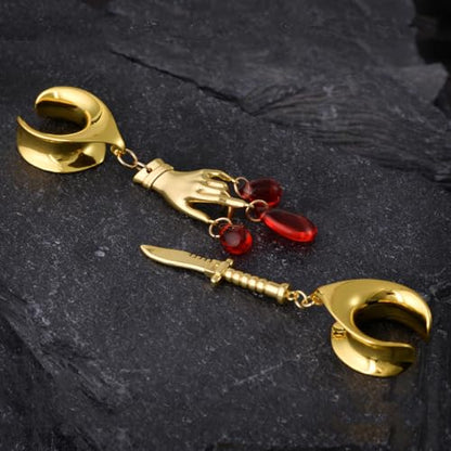 1 Pair Ear Gauges 8mm-25mm Dangle Plug Saddle Tunnels Brass Ear Hanger Stretcher Expander Earrings For Women Body Piercing Jewelry