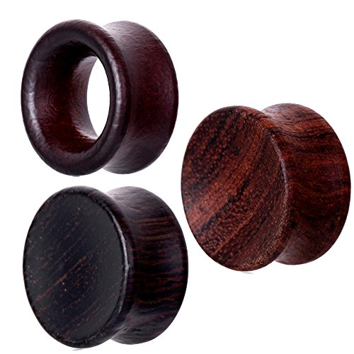 TIANCI FBYJS 3 Pairs Gauges For Ears Wood Saddle Fit Solid Organic Ear Plug Gauges Double Flared Wooden Ear Tunnels Stretcher Punk Piercing