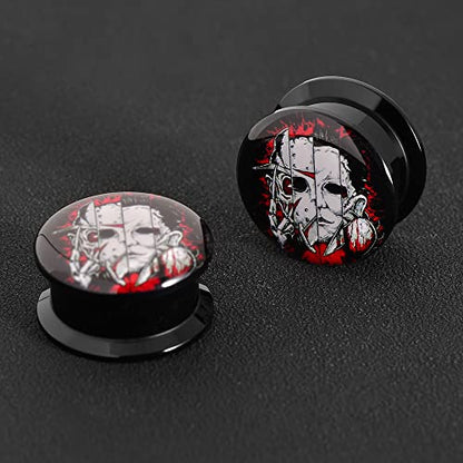 1 Pair Acrylic Solid Screw On Ear Plugs Tunnels Santa Muerte Death Goodness Resin Allergy Free Stretcher For Women Men Body Piercing Jewelry