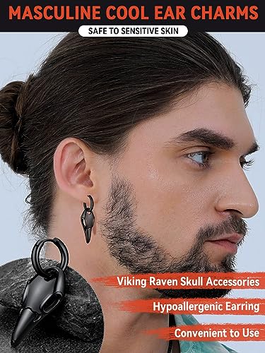 FaithHeart Raven Stud Earrings for Women Men, Stainless Steel Punk Gothic Norse Viking Crow Ear Studs with Delicate Gift Packaging