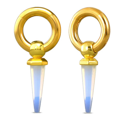 2g Ear Hanger Heavy Dangle Gauge Plug For Women 6mm Ear Weight For Stretched Ears Opal Gauge Tunnels For Ear Women Body Piercing Jewelry