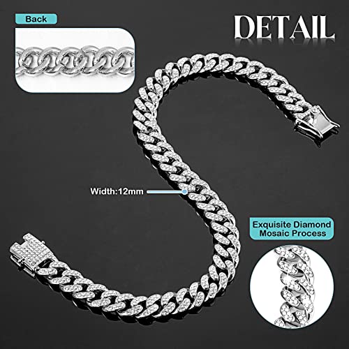 Dog Chain Diamond Collar Walking Metal Chain Collar with Design Secure Buckle, Pet Collar Jewelry Accessories for Small Medium Large Dogs Cats (Silver, 24 Inch)