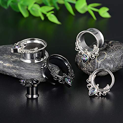 COOEAR 1 Pair Surgical Steel Ear Gauges Double Flared Seashell Ear Tunnels and Plugs Earrings Stretcher.