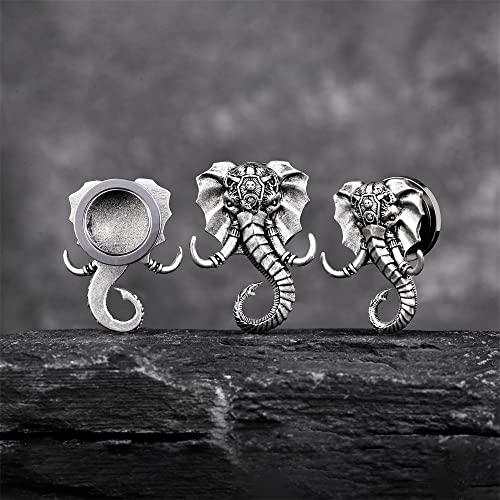 1 Pair Retro Ear Gauges Screw Fit Plug Flesh Tunnels Cat Fox Elephant Stretcher Earrings Hanger Expander Piercing Jewelry 8mm-25mm