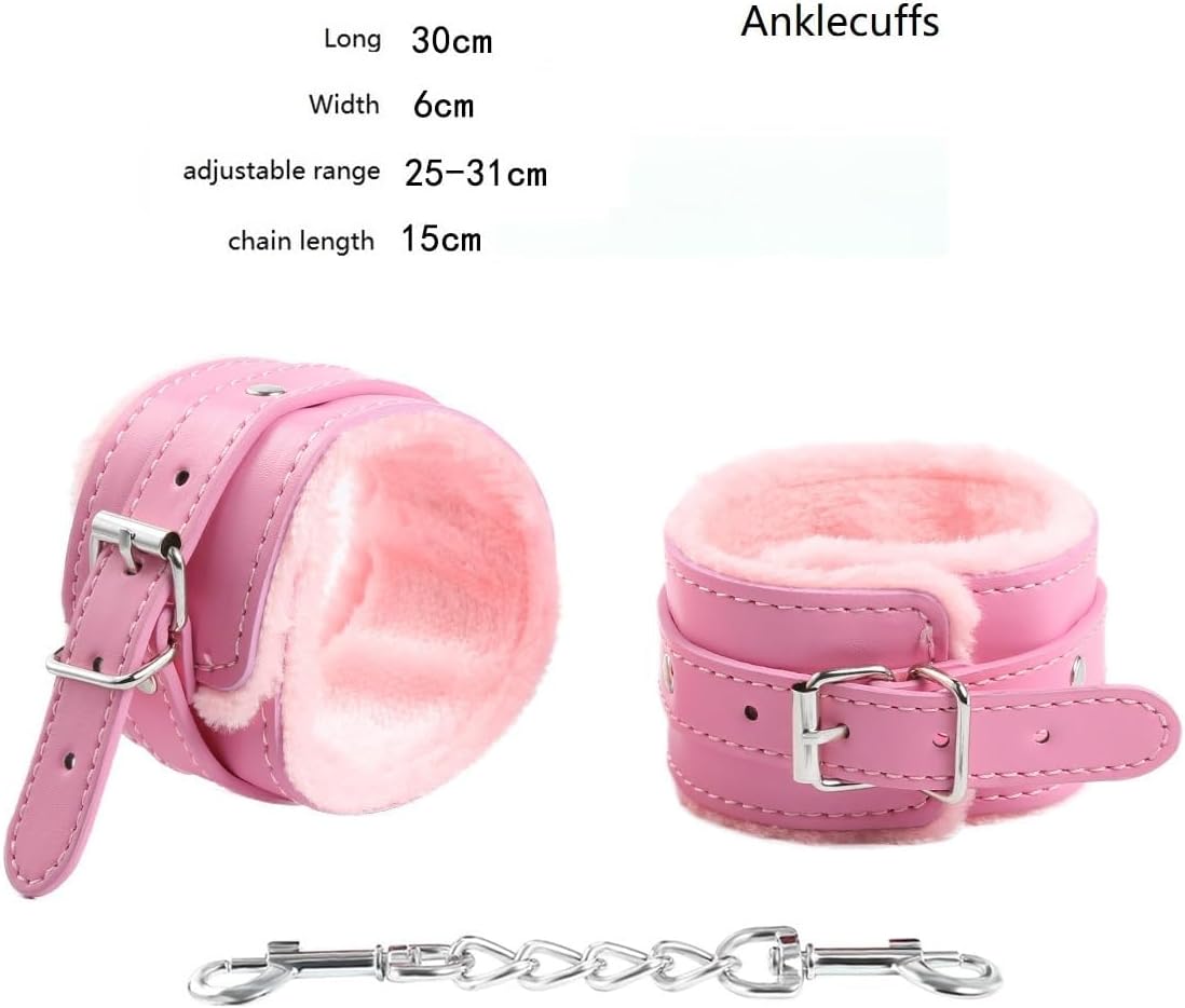 Pink PU Leather Sex Hand Cuffs Bracelets for Women Men Adult Sex Bondage Handcuffs for Wrist Ankle BDSM Set Bed Restraints Sex Kit Sex Straps Sex Fuzzy Handcuffs Set for Bedroom Hoodies Yoga B-3