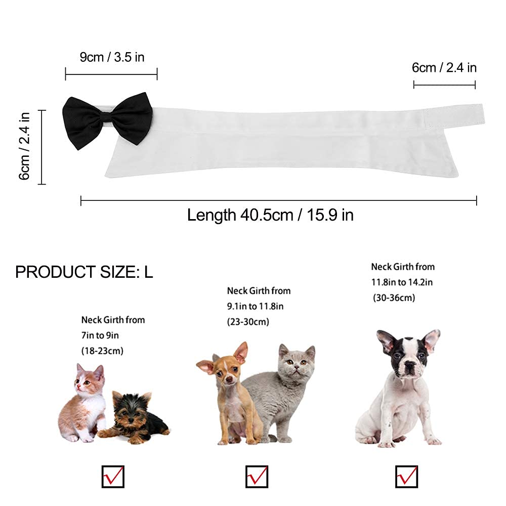 Handcrafted Adjustable Formal Pet Bowtie Collar Neck Tie for Dogs & Cats (S, Black)