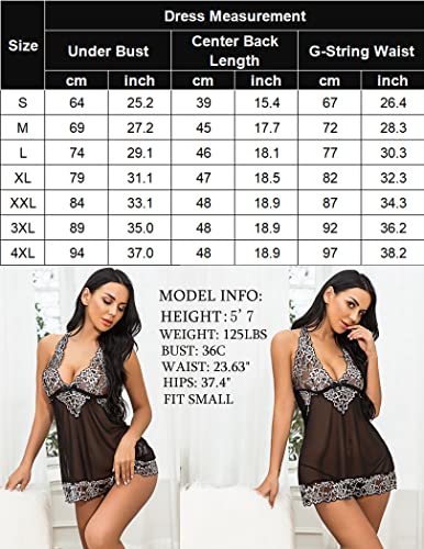 Avidlove Women V-Neck Lingerie Lace Babydoll Mesh Chemise Nightwear Outfits S-4XL