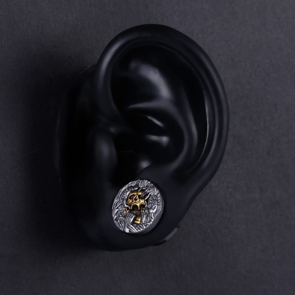 2PCS Cool Ear Gauges Gothic Skull Flesh Tunnels Screw Fit Plugs For Stretched Ears Expander Hanger Piercing Jewelry 0g to 1 inch