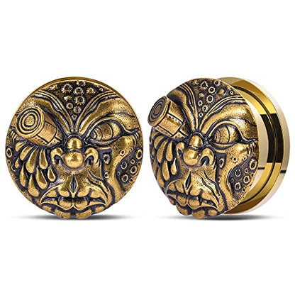 2PCS Surgical Steel Screw Fit Flesh Tunnels Skeleton Gothic Ear Expander Stretching Plugs Gauge 0G-1"(8mm-25mm)