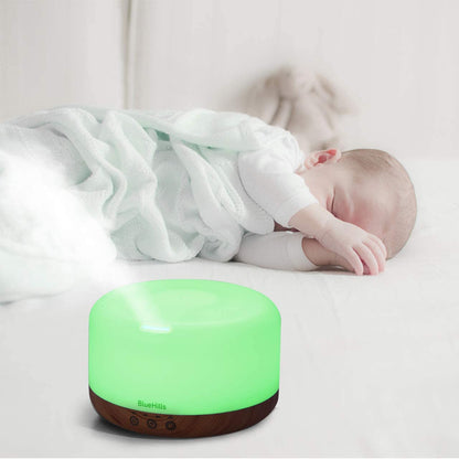 BlueHills Premium 2000 ML XL Essential Oil Diffuser Aromatherapy Humidifier for Large Room Home 40 Hour Run Huge Coverage Area 2 Liter Extra Large Capacity Diffuser Dark Wood Grain (E003)