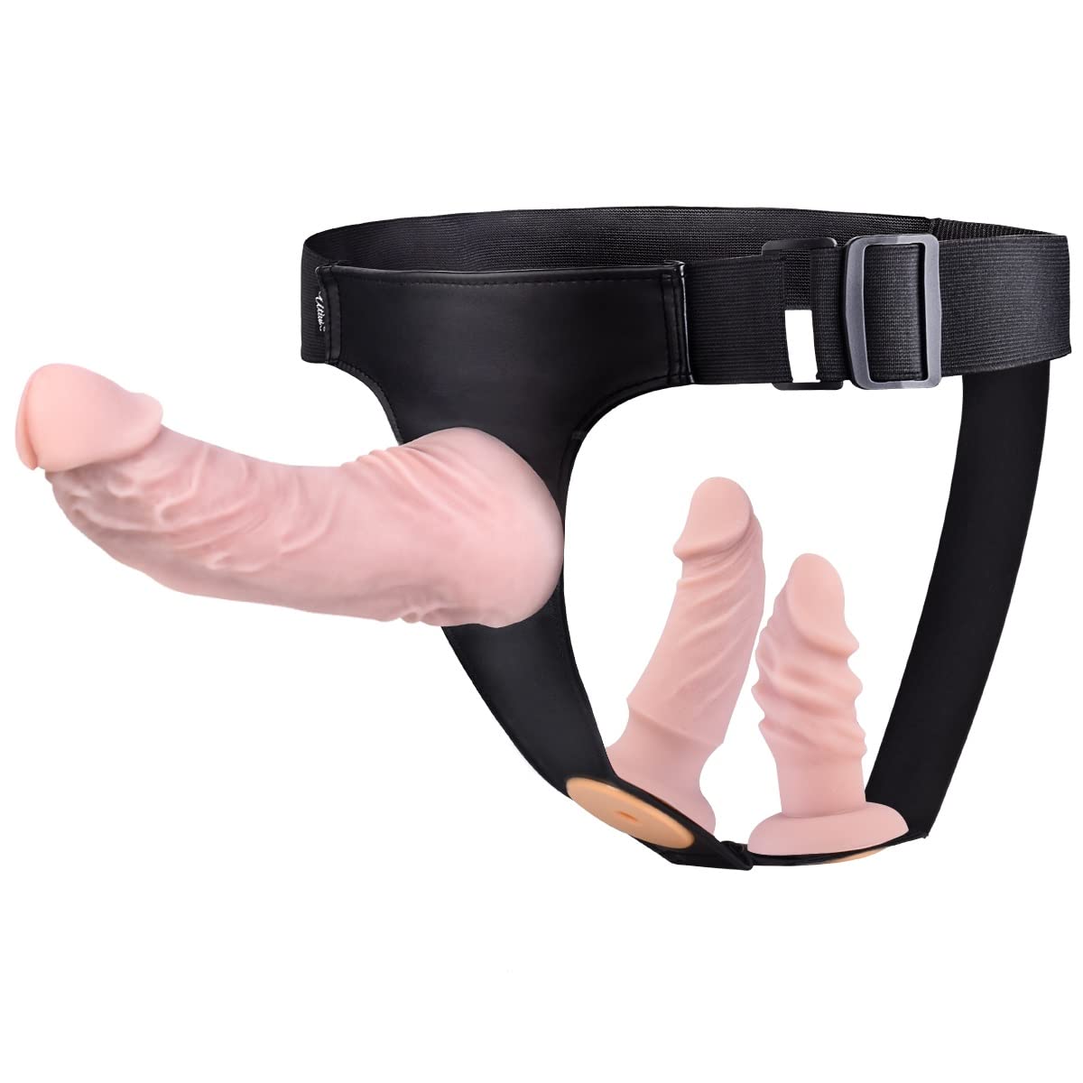 Strap on Dildo Adult Toys - UTIMI Strapon 3 Removable Realistic Silicone Dildos Consoladores Wearable Dildo Pants G-Spot Stimulator Strap on Harness for Women & Lesbian Couples Sex Toys, Black