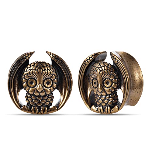 2PCS Owl Saddle Ear Gauges Tunnels Opening Ear Plugs Expander Earrings Stretcher Fashion Body Piercing Jewelry 0g-1"(8mm-25mm)