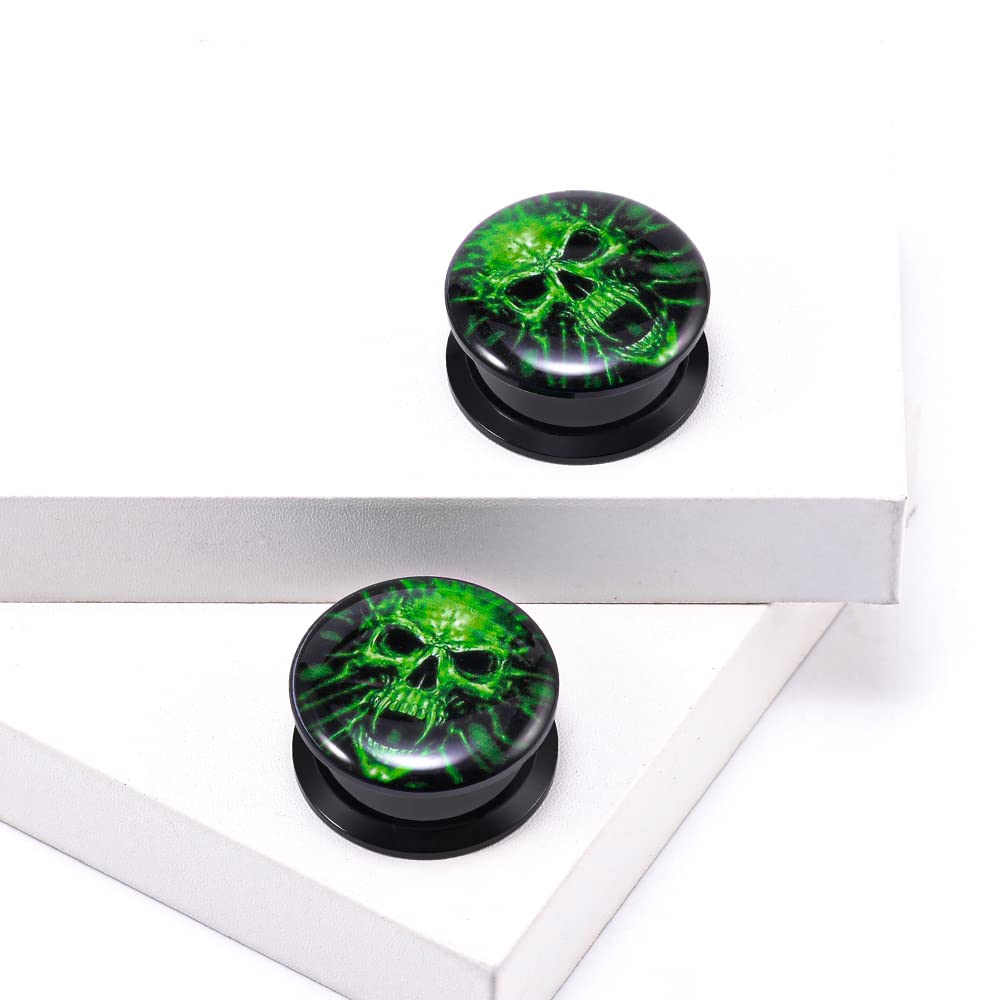 1 Pair Acrylic Solid Screw On Ear Plugs Tunnels Epoxy The Eye of Geometirc Flower Allergy Free 2g - 1 Inch Stretcher Art Color Drawing For Women For Men Body Piercing Jewelry