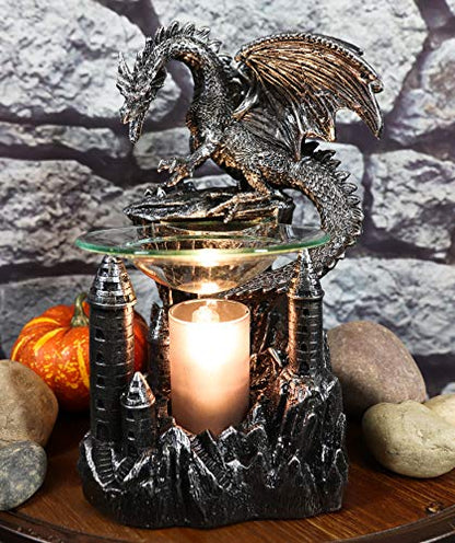 Ebros Smaug Castle Guardian Dragon Electric Oil Diffuser Burner Tart Warmer Aroma Scent Statue 9.5" Tall Figurine Dungeons and Dragons Decorative Decor for Aromatherapy Accessory Halloween Prop