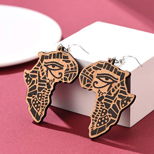 FaithHeart African Map Shaped Drop Earrings Stainless Steel/18K Gold Plated Statement Africa Jewelry Ear Charms for Women Teen Girls