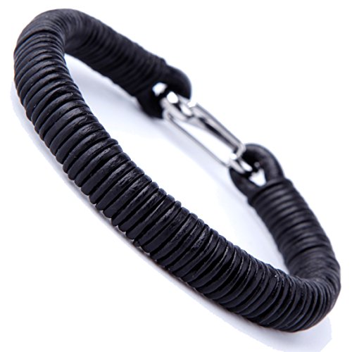 Urban Jewelry Braided Genuine Leather Bracelet with Locking Stainless Steel Clasp (Unique Designs Options)