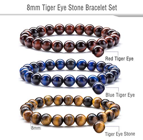 Hamoery Men Women 8mm Natural Stone Lava Rock Diffuser Bracelet Elastic Yoga Agate Beads Bracelet Bangle