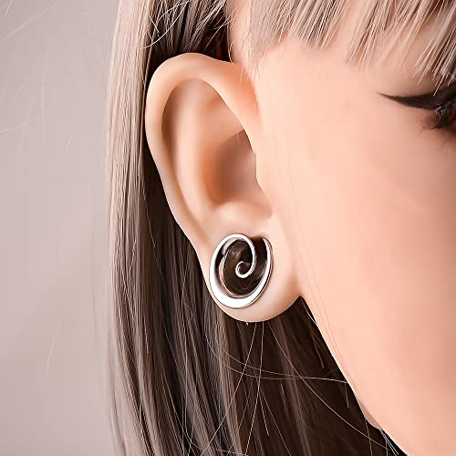 2PCS Spiral Saddle Ear Tunnels Plugs 316 Stainless Steel Ear Gauges Hypoallergenic Earrings Expander Stretcher Piercing Body Jewelry 0g-1"(8mm-25mm)