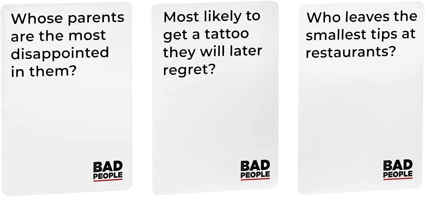 BAD PEOPLE Party Game + After Dark Expansion Set - Hilarious Adult Card Game for Fun Parties and Board Games Night with Your Group - Find Out What Your Friends Really Think of You