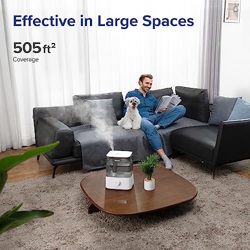 LEVOIT Humidifiers for Bedroom Large Room Home, (6L) Cool Mist Top Fill Essential Oil Diffuser for Baby & Plants, Smart App & Voice Control, Rapid Humidification & Auto Mode - Quiet Sleep Mode, Gray