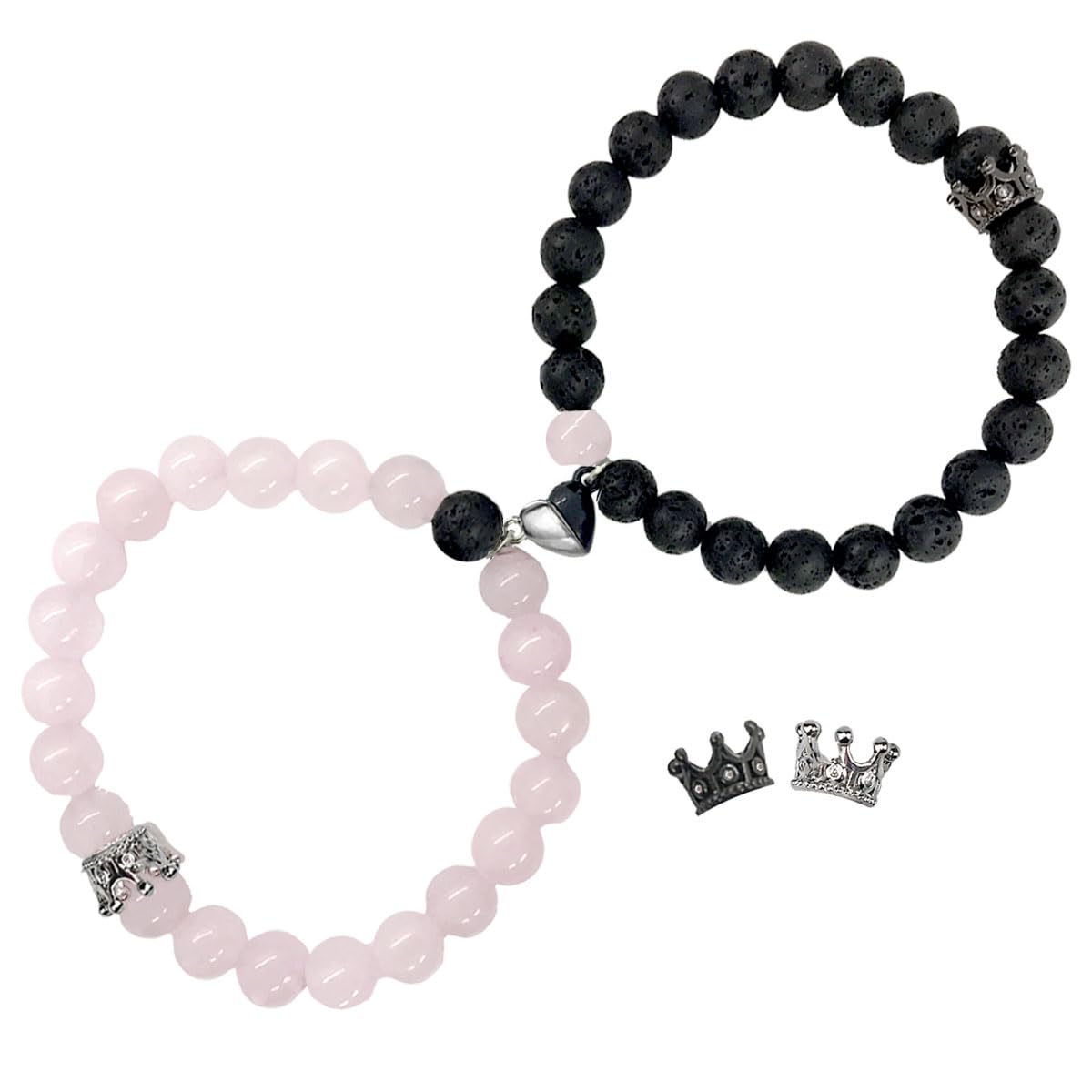 Couples Bracelets King&Queen Crown His and Her Bracelets Heart Matching Bracelets Long Distance Relationship Gifts for Boyfriend and Girlfriend on Anniversary Couples Jewelry for Women Men