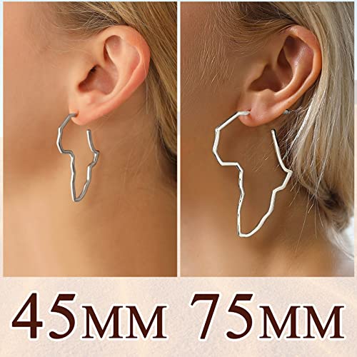 FaithHeart African Map Shaped Drop Earrings Stainless Steel/18K Gold Plated Statement Africa Jewelry Ear Charms for Women Teen Girls