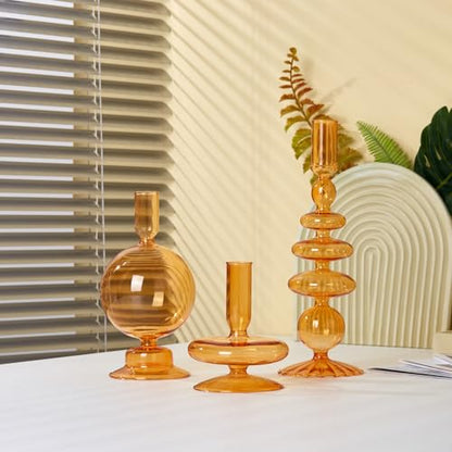 Candlestick Holders, Glass Candle Holders for Table Centerpiece, Taper Candle Stand Modern Style Black Candle Holder for Wedding Decor and Dinner Party (Color : Black)