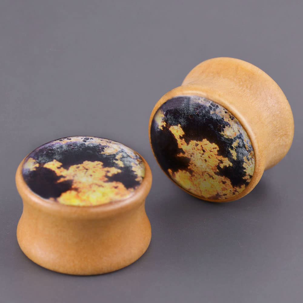 2 PCS Ear Gauges Resin Wood Stretching Ear Tunnels Plugs Expanders Body Piercing Jewelry