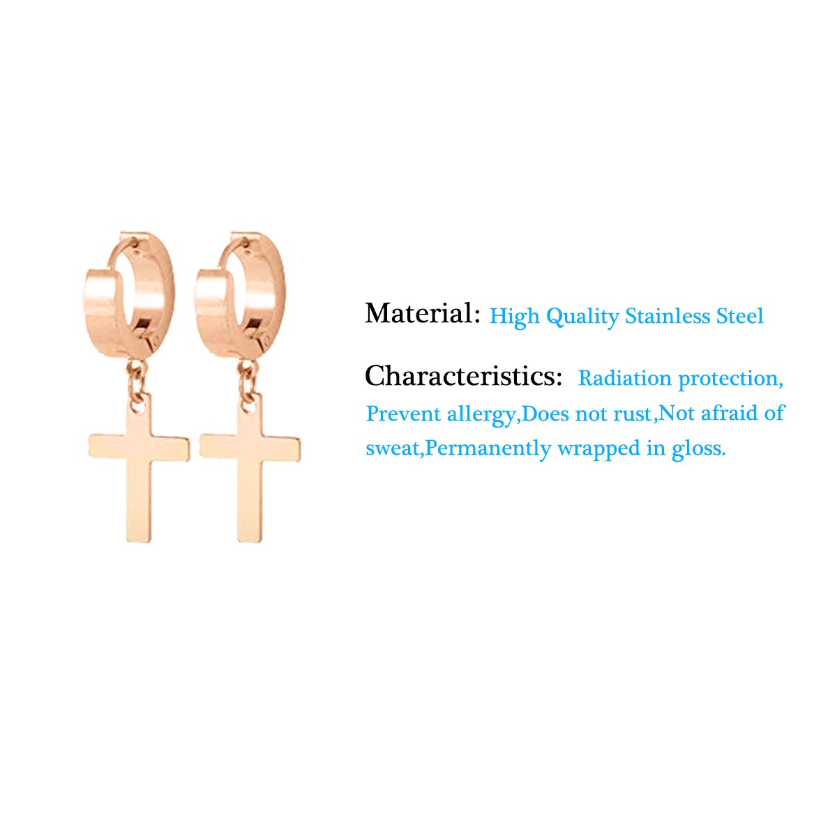 Men Women Stainless Steel Cross Earrings Set Dangle Hinged Earrings of Dangle Hinged Earrings Cross hoop Earrings