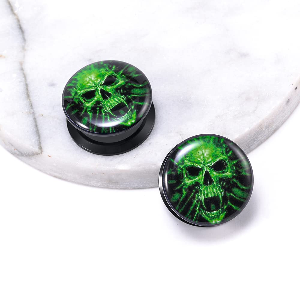 1 Pair Acrylic Solid Screw On Ear Plugs Tunnels Epoxy The Eye of Geometirc Flower Allergy Free 2g - 1 Inch Stretcher Art Color Drawing For Women For Men Body Piercing Jewelry