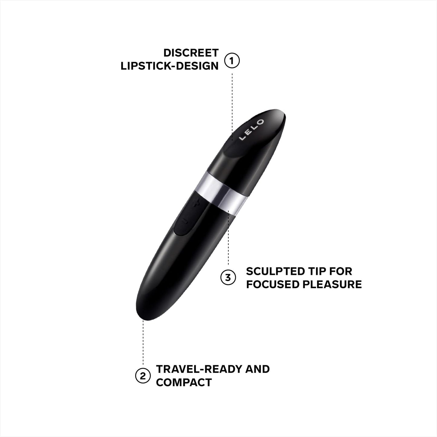 LELO MIA 2 Lipstick Vibrator for Women, USB Rechargeable, Spontaneous and Discreet for Women, Black