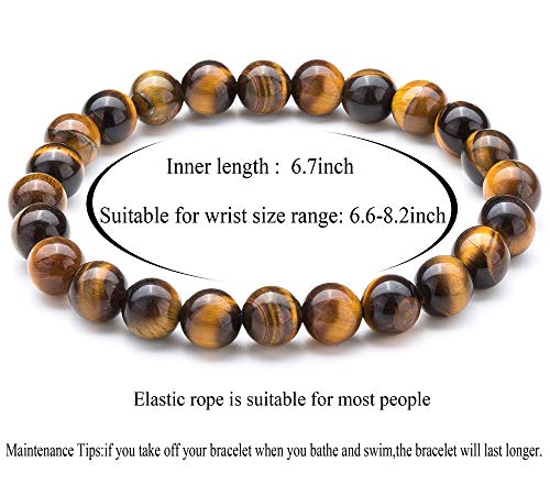 Hamoery Men Women 8mm Natural Stone Lava Rock Diffuser Bracelet Elastic Yoga Agate Beads Bracelet Bangle