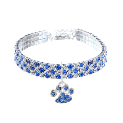 Pet Collar with Diamonds, Adjustable Crystal Diamond Elastic Heart Claw Pendant Wedding cat and Dog Small pet Necklace Jewelry