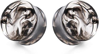 1 Pair Acrylic Smoke Solid Double Flare Ear Gauges Tunnels 8mm-25mm Stretcher PurpleGreen Grey Red Woman Man Body Piercing Jewelry