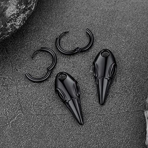 FaithHeart Raven Stud Earrings for Women Men, Stainless Steel Punk Gothic Norse Viking Crow Ear Studs with Delicate Gift Packaging