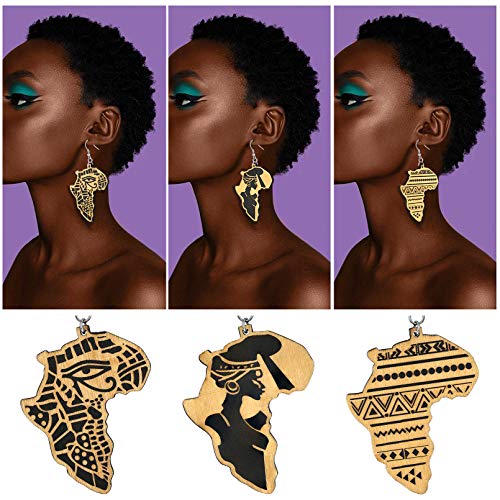 FaithHeart African Map Shaped Drop Earrings Stainless Steel/18K Gold Plated Statement Africa Jewelry Ear Charms for Women Teen Girls