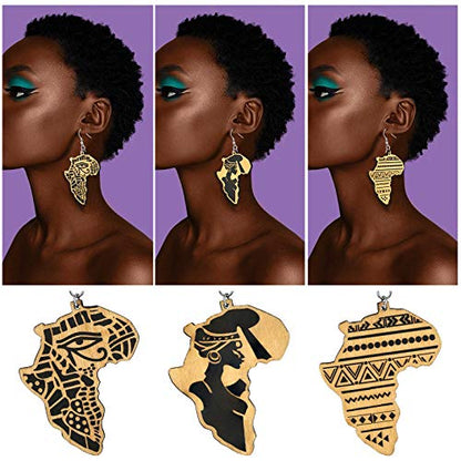 FaithHeart African Map Shaped Drop Earrings Stainless Steel/18K Gold Plated Statement Africa Jewelry Ear Charms for Women Teen Girls