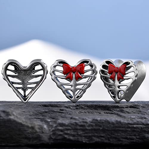 2PCS Ear Gauges Double Flared Plugs Sweet Cool Ear Stretcher Expander Heart Shape Gauge Earrings For Women Cute Piercings 0g-1"