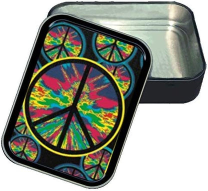 Stash Tins Psychedelic Peace Storage Container 4.37" L x 3.5" W x 1" H