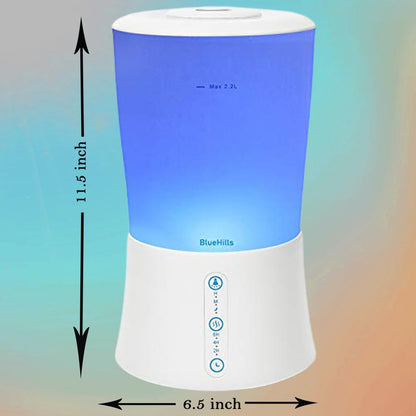 BlueHills Premium 2000 ML XL Essential Oil Diffuser Aromatherapy Humidifier for Large Room Home 40 Hour Run Huge Coverage Area 2 Liter Extra Large Capacity Diffuser Dark Wood Grain (E003)